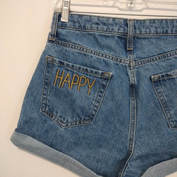 π«SOLD Wild Fable - Happy Embroidery Highest Rise Mom Shorts - Picture 8 of 13